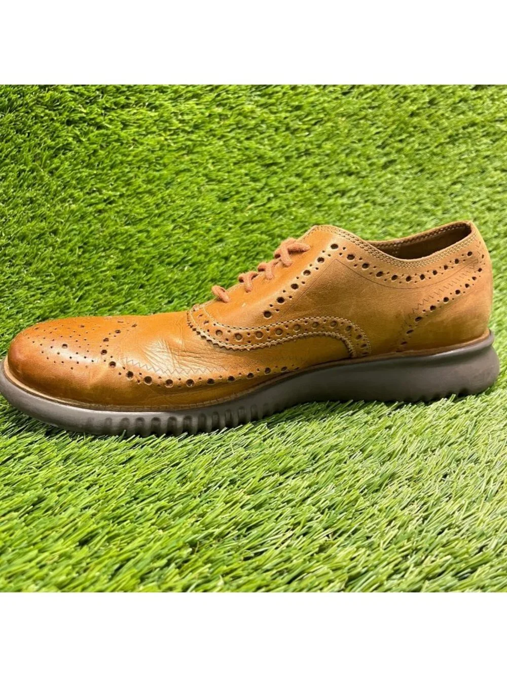 Cole Haan Zerogrand Mens Size 10 Brown Casual Leather Wingtip Oxford Dress Shoes